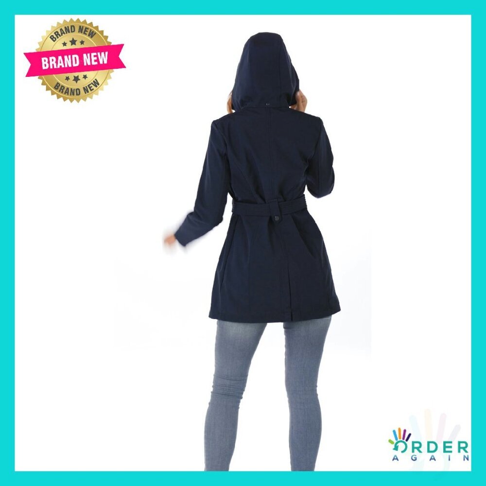 Soft Shell Trench Coat Detachable Hood Classic Elegant Chic Versatile Fall - Picture 7 of 7